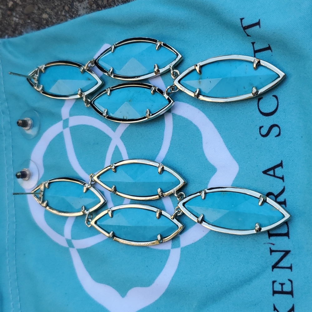 Kendra Scott Arminta Earrings Turquoise Gold - Picture 4 of 4